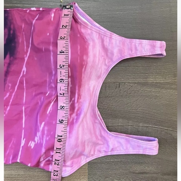 Swimsuit Women's Sz S One Piece Pink/Purple/Black Ombré Built in Bra Crisscross - Picture 10 of 10